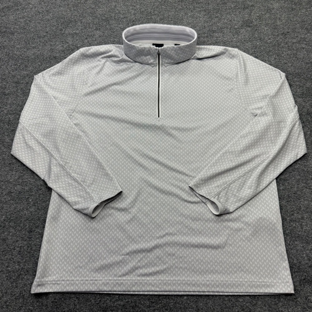 Dunning Mens Large Quarter Zip Pullover Grey Geometric Golf Performance Shirt
